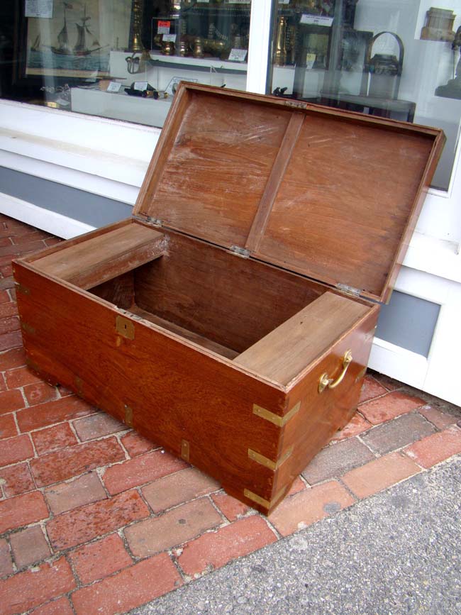 A n attractive late 19th century brass bound teakwood chest — image 3